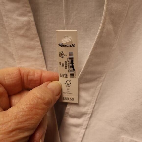 Madewell Rounded Shirttail Lakeline Popover V Neck Size S Oversized Short Sleeve - Picture 7 of 15